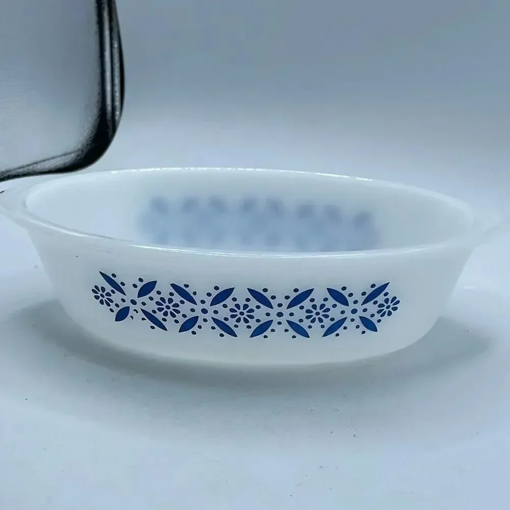 Vintage Glasbake “Blue Daisy” or “Star Daisy “ 1quart casserole dish.